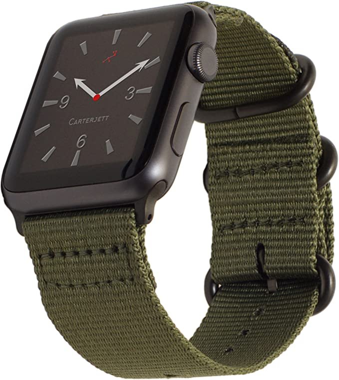Carterjett Compatible with Apple Watch Band 45mm 44mm 42mm Nylon Olive -watchapplist
